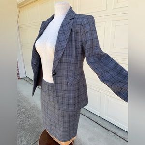 Lisueyne Plaid Gray Women’s Skirt Suit - Professional Blazer and Skirt